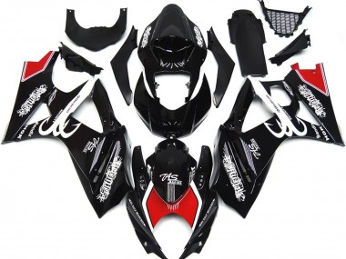 Black and White with Red Skrib 2007-2008 Suzuki GSXR 1000 Fairings Factory