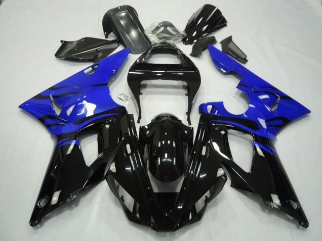 Black Flame & Blue 2000-2001 Yamaha R1 Fairings Factory Black Flame & Blue 2000-2001 Yamaha R1 Fairings Factory