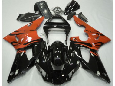 Black Flame & Orange 2000-2001 Yamaha R1 Fairings Factory