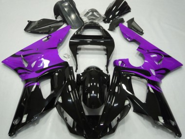 Black Flame & Purple 2000-2001 Yamaha R1 Fairings Factory