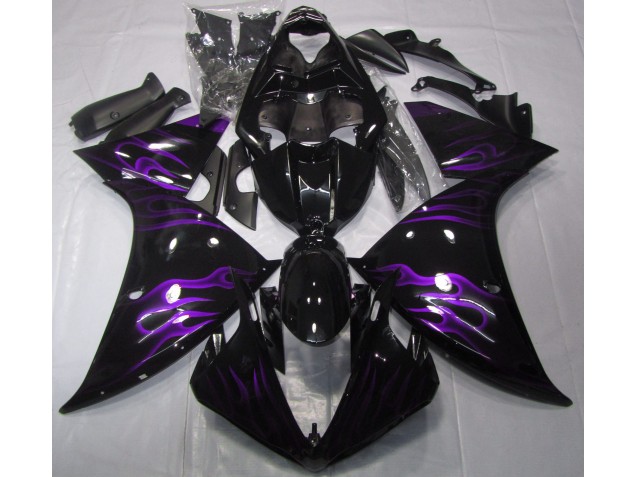 Black & Purple Flame 2009-2012 Yamaha R1 Fairings Factory