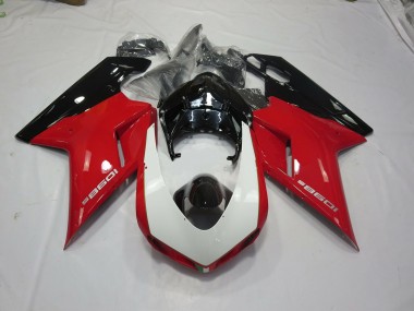 Black Red and White 2007-2012 Ducati 848 1098 1198 Fairings Factory