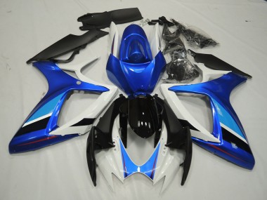 Blue and White 2006-2007 Suzuki GSXR 600-750 Fairings Factory