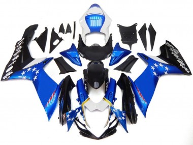 Blue Style With Red Stars 2011-2020 Suzuki GSXR 600-750 Fairings Factory