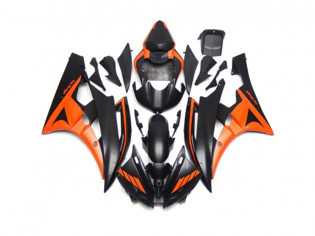 Custom Matte Black and Orange 2006-2007 Yamaha R6 Fairings Factory Custom Matte Black and Orange 2006-2007 Yamaha R6 Fairings Factory
