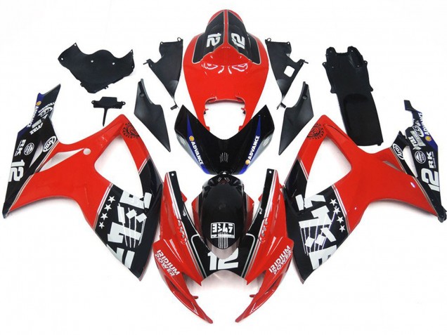Custom Red and Black logos 2006-2007 Suzuki GSXR 600-750 Fairings Factory Custom Red and Black logos 2006-2007 Suzuki GSXR 600-750 Fairings Factory