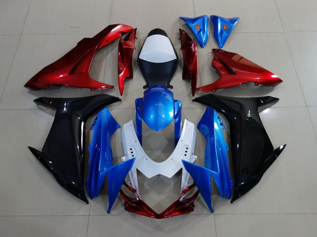 Custom Red Black and Blue 2011-2020 Suzuki GSXR 600-750 Fairings Factory Custom Red Black and Blue 2011-2020 Suzuki GSXR 600-750 Fairings Factory