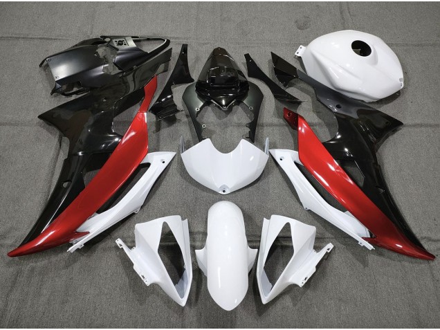 Custom Red Black and White 2008-2016 Yamaha R6 Fairings Factory Custom Red Black and White 2008-2016 Yamaha R6 Fairings Factory