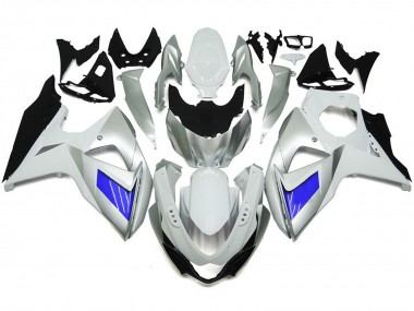 Custom Silver and White with Black 2009-2016 Suzuki GSXR 1000 Fairings Factory