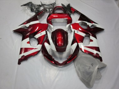 Deep Red and White 2000-2002 Suzuki GSXR 1000 Fairings Factory