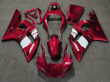 Deep Red & White 1998-2002 Yamaha R6 Fairings Factory