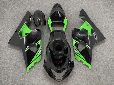 Gloss Black and Green 2004-2005 Suzuki GSXR 600-750 Fairings Factory