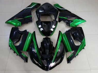 Gloss Black & Electric Green 2005-2006 Kawasaki ZX6R Fairings Factory