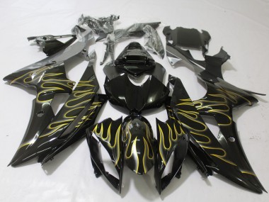 Gloss Black & Flame 2008-2016 Yamaha R6 Fairings Factory