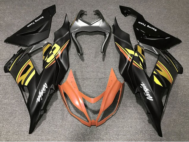 Gloss Black & Orange 2013-2018 Kawasaki ZX6R Fairings Factory Gloss Black & Orange 2013-2018 Kawasaki ZX6R Fairings Factory