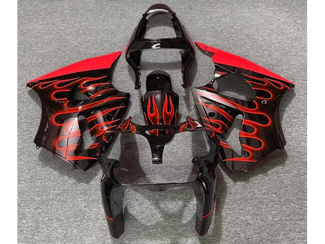 Gloss Black & Red Flame 2000-2002 Kawasaki ZX6R Fairings Factory Gloss Black & Red Flame 2000-2002 Kawasaki ZX6R Fairings Factory