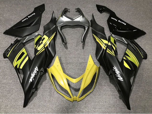 Gloss Black & Yellow 2013-2018 Kawasaki ZX6R Fairings Factory Gloss Black & Yellow 2013-2018 Kawasaki ZX6R Fairings Factory