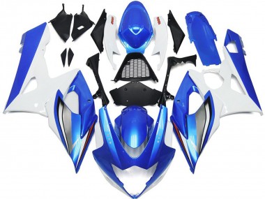 Gloss Blue and White with red logo and Silver 2005-2006 Suzuki GSXR 1000 Fairings Factory