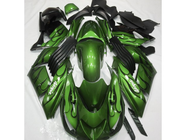 Gloss Green & Flame 2006-2011 Kawasaki ZX14R Fairings Factory Gloss Green & Flame 2006-2011 Kawasaki ZX14R Fairings Factory