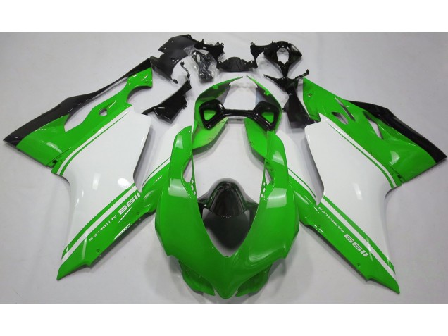 Gloss Green White and Black Ducati 1199 Fairings Factory Gloss Green White and Black Ducati 1199 Fairings Factory