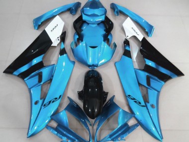 Gloss Light Blue and Black 2006-2007 Yamaha R6 Fairings Factory