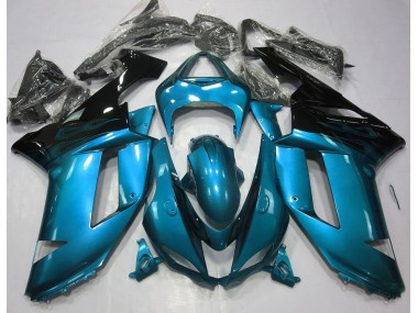 Gloss Light Blue & Black 2007-2008 Kawasaki ZX6R Fairings Factory