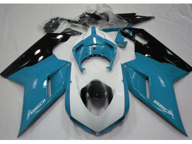 Gloss Light Blue & White 2007-2012 Ducati 848 1098 1198 Fairings Factory