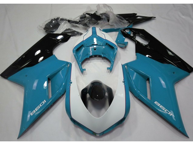 Gloss Light Blue & White 2007-2012 Ducati 848 1098 1198 Fairings Factory Gloss Light Blue & White 2007-2012 Ducati 848 1098 1198 Fairings Factory