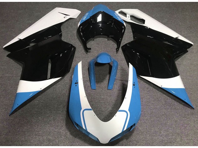 Gloss Light Blue White and Black 2007-2012 Ducati 848 1098 1198 Fairings Factory Gloss Light Blue White and Black 2007-2012 Ducati 848 1098 1198 Fairings Factory