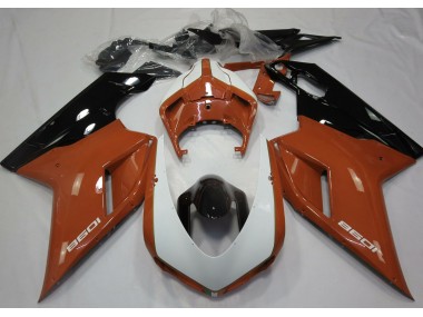 Gloss Orange & White 2007-2012 Ducati 848 1098 1198 Fairings Factory