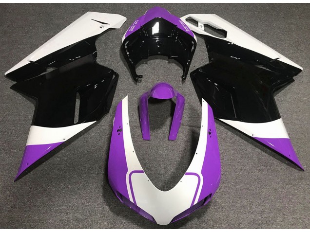 Gloss Purple White and Black 2007-2012 Ducati 848 1098 1198 Fairings Factory Gloss Purple White and Black 2007-2012 Ducati 848 1098 1198 Fairings Factory