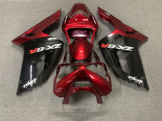 Gloss Red and Black 2003-2004 Kawasaki ZX6R Fairings Factory Gloss Red and Black 2003-2004 Kawasaki ZX6R Fairings Factory