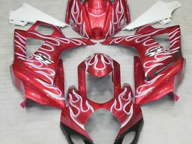 Gloss Red and White Flame 2007-2008 Suzuki GSXR 1000 Fairings Factory