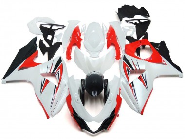 Gloss Red with White and black Custom Style 2009-2016 Suzuki GSXR 1000 Fairings Factory