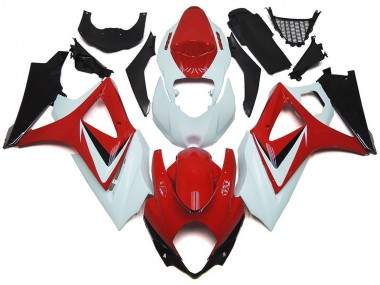 Gloss Red with White OEM Style 2007-2008 Suzuki GSXR 1000 Fairings Factory