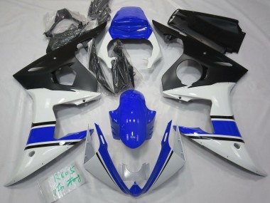 Gloss White and Blue 2003-2005 Yamaha R6 Fairings Factory