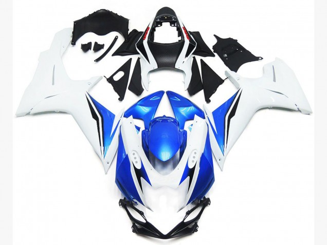 Gloss White and Blue Style 2011-2020 Suzuki GSXR 600-750 Fairings Factory Gloss White and Blue Style 2011-2020 Suzuki GSXR 600-750 Fairings Factory
