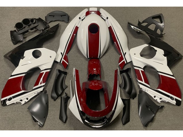 Gloss White and Dark Red 1998-2007 Yamaha YZF600 Fairings Factory Gloss White and Dark Red 1998-2007 Yamaha YZF600 Fairings Factory