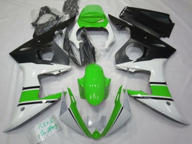 Gloss White and Green 2003-2005 Yamaha R6 Fairings Factory