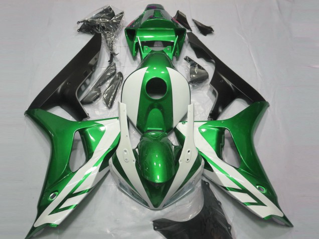 Gloss White and Green 2006-2007 Honda CBR1000RR Fairings Factory Gloss White and Green 2006-2007 Honda CBR1000RR Fairings Factory