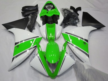 Gloss White and Green 2009-2012 Yamaha R1 Fairings Factory
