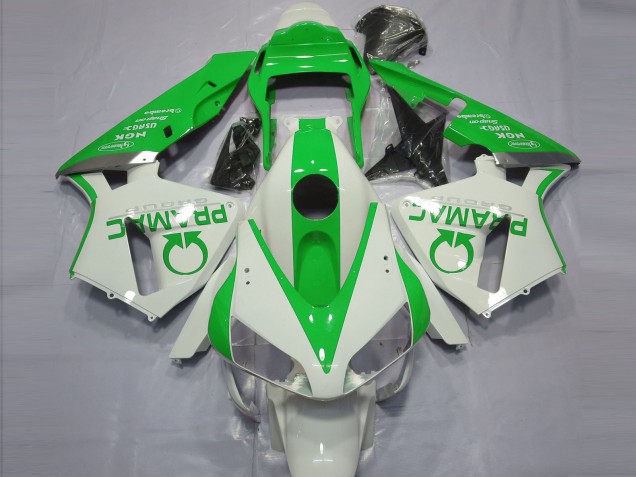 Gloss White and Green PRAMAC 2003-2004 Honda CBR600RR Fairings Factory Gloss White and Green PRAMAC 2003-2004 Honda CBR600RR Fairings Factory