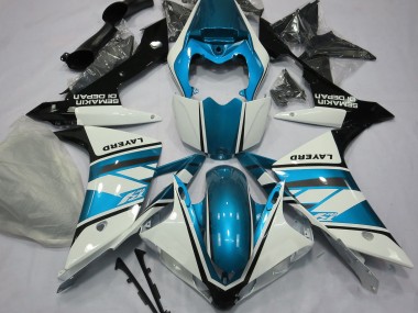 Gloss White and Light Blue 2007-2008 Yamaha R1 Fairings Factory