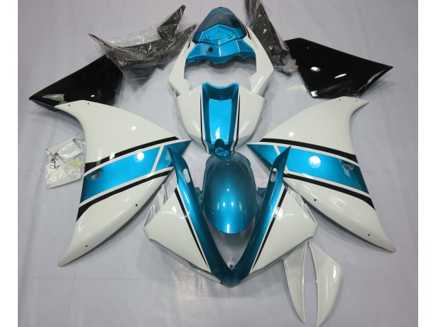 Gloss White and Light Blue 2009-2012 Yamaha R1 Fairings Factory Gloss White and Light Blue 2009-2012 Yamaha R1 Fairings Factory