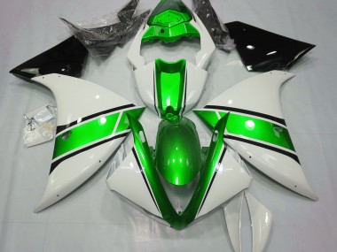 Gloss White and Metallic Green 2009-2012 Yamaha R1 Fairings Factory
