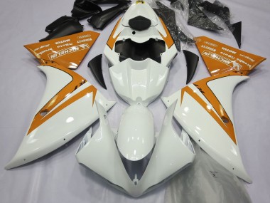 Gloss White and Orange 2013-2014 Yamaha R1 Fairings Factory