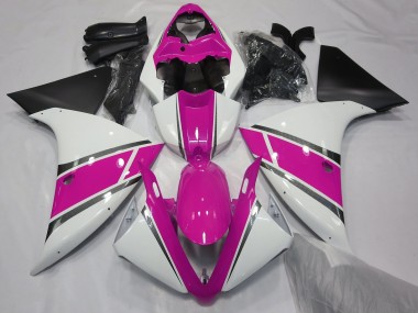 Gloss White and Pink 2009-2012 Yamaha R1 Fairings Factory