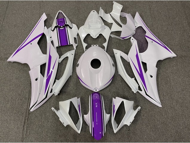 Gloss White and Purple 2008-2016 Yamaha R6 Fairings Factory Gloss White and Purple 2008-2016 Yamaha R6 Fairings Factory