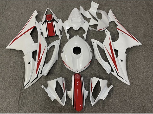 Gloss White and Red 2008-2016 Yamaha R6 Fairings Factory Gloss White and Red 2008-2016 Yamaha R6 Fairings Factory