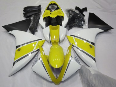 Gloss White and Yellow 2009-2012 Yamaha R1 Fairings Factory